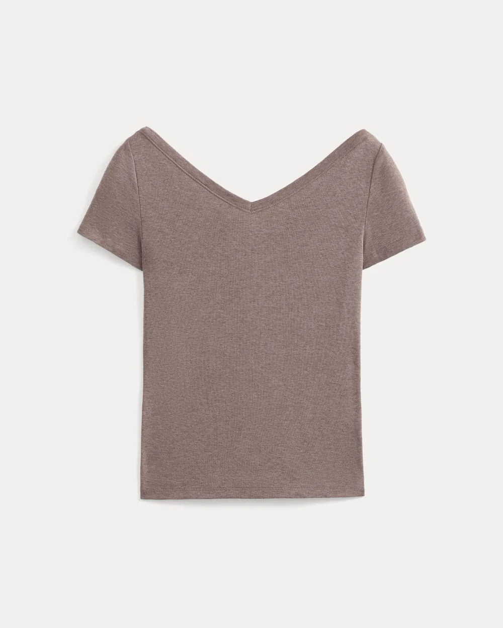 Tissue Short-Sleeve V-Neck Top | Heathered Chocolate Chip - Image 2