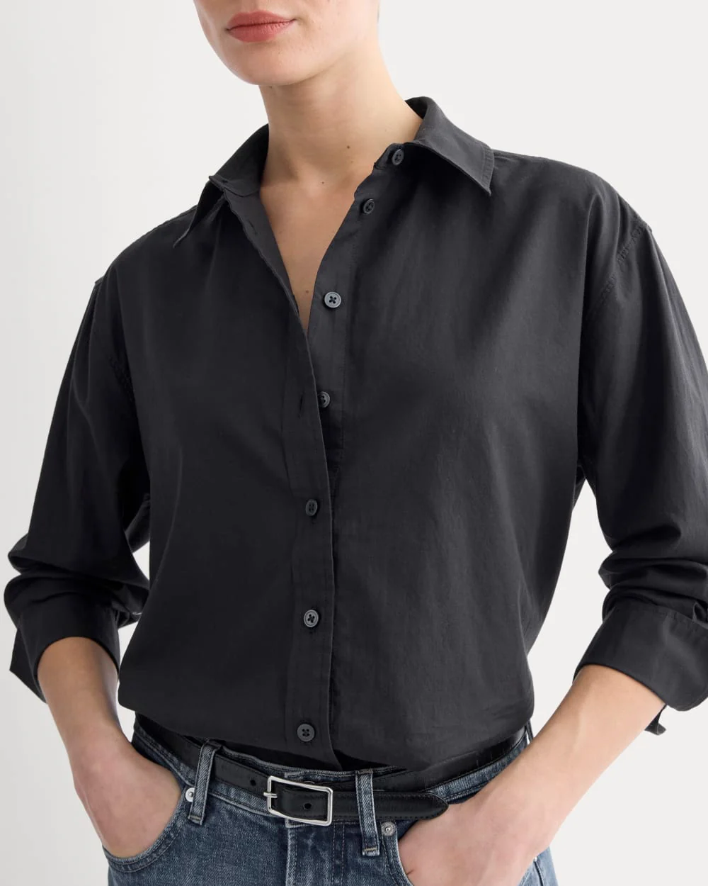 Everyday Shirt in Silky Cotton | Black - Image 4