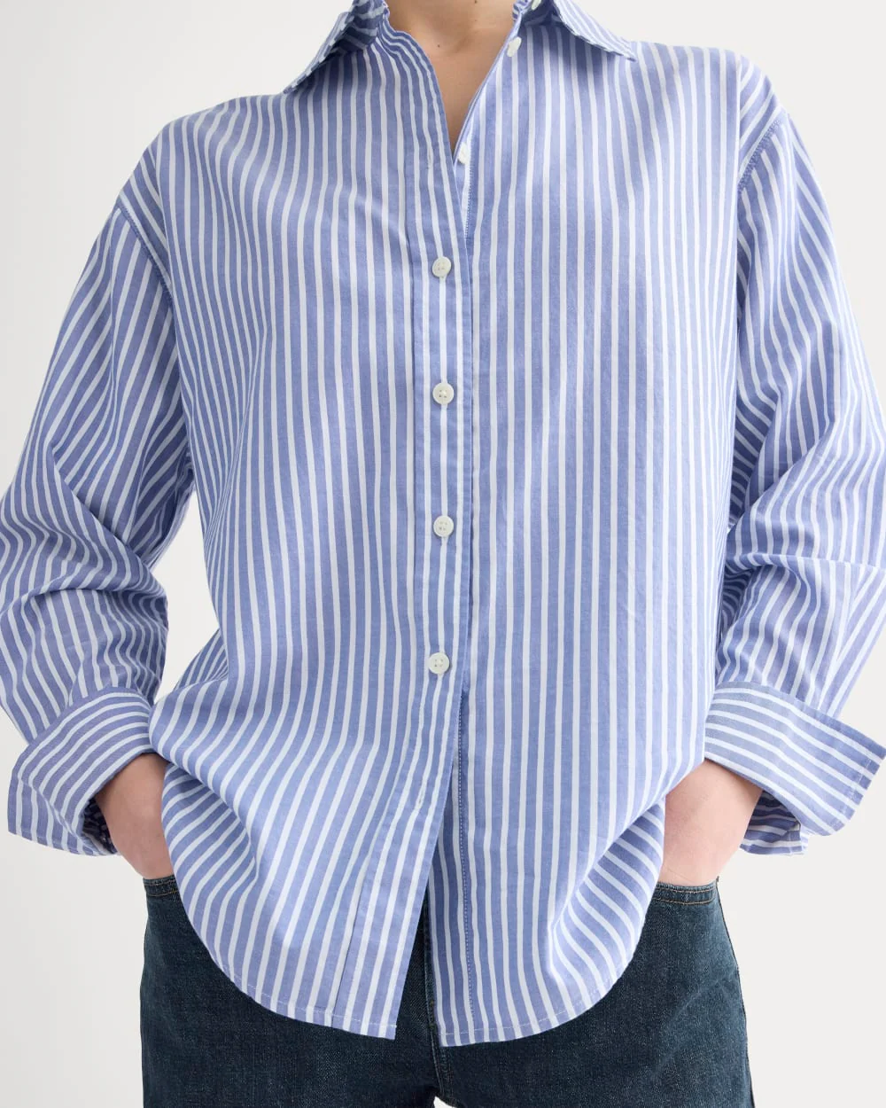 Everyday Shirt in Silky Cotton | Bone / Mazarine Blue - Image 4