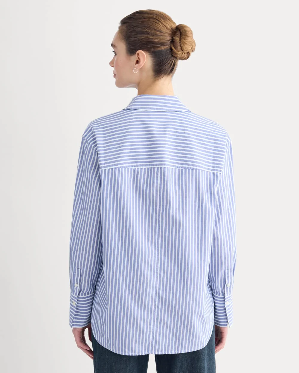 Everyday Shirt in Silky Cotton | Bone / Mazarine Blue - Image 5