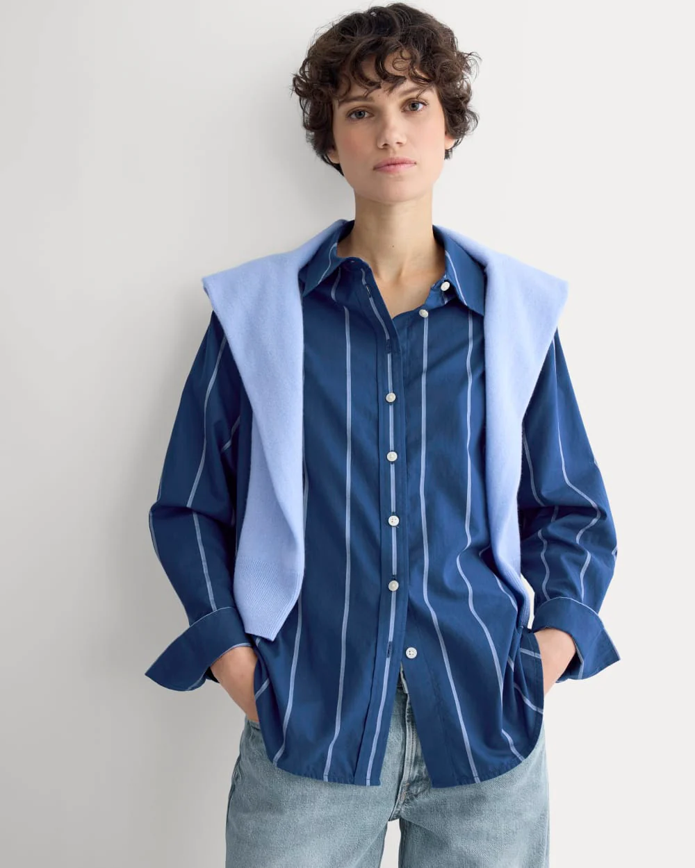 Everyday Shirt in Silky Cotton | Estate Blue/Open Air/White - Image 4