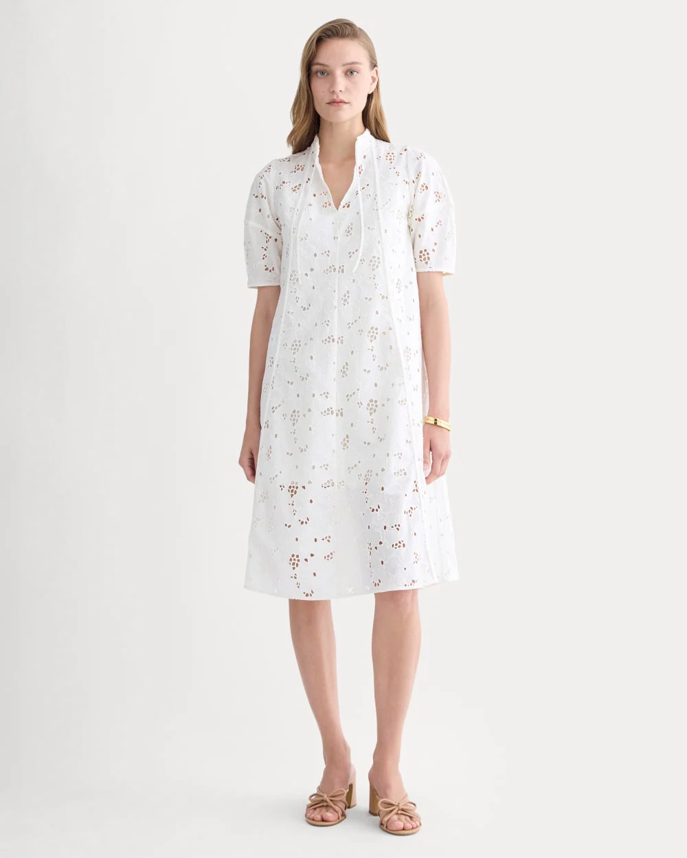 The Eyelet Midi Dress | Bone