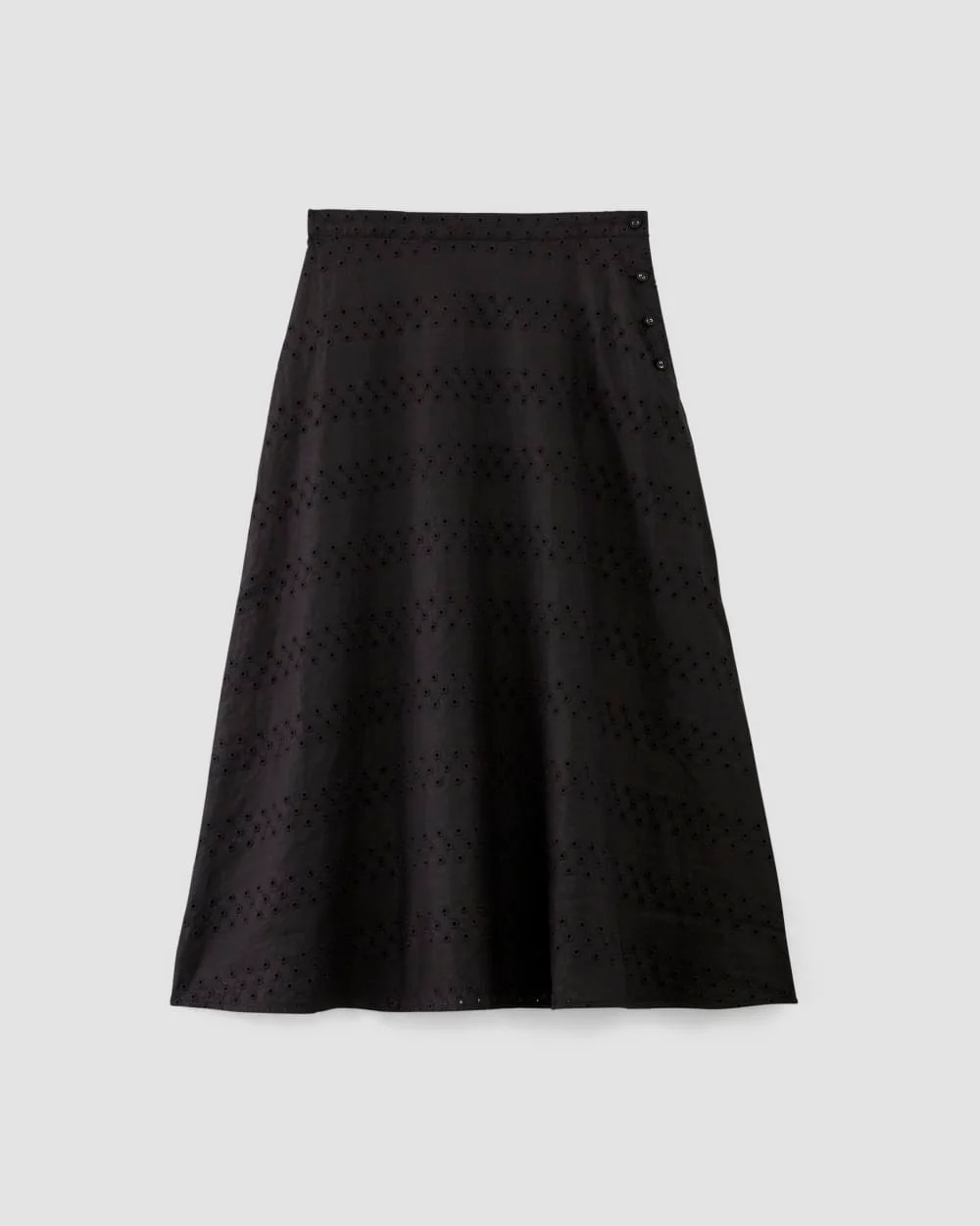 The Linen Eyelet Midi Skirt | Black Eyelet - Image 2