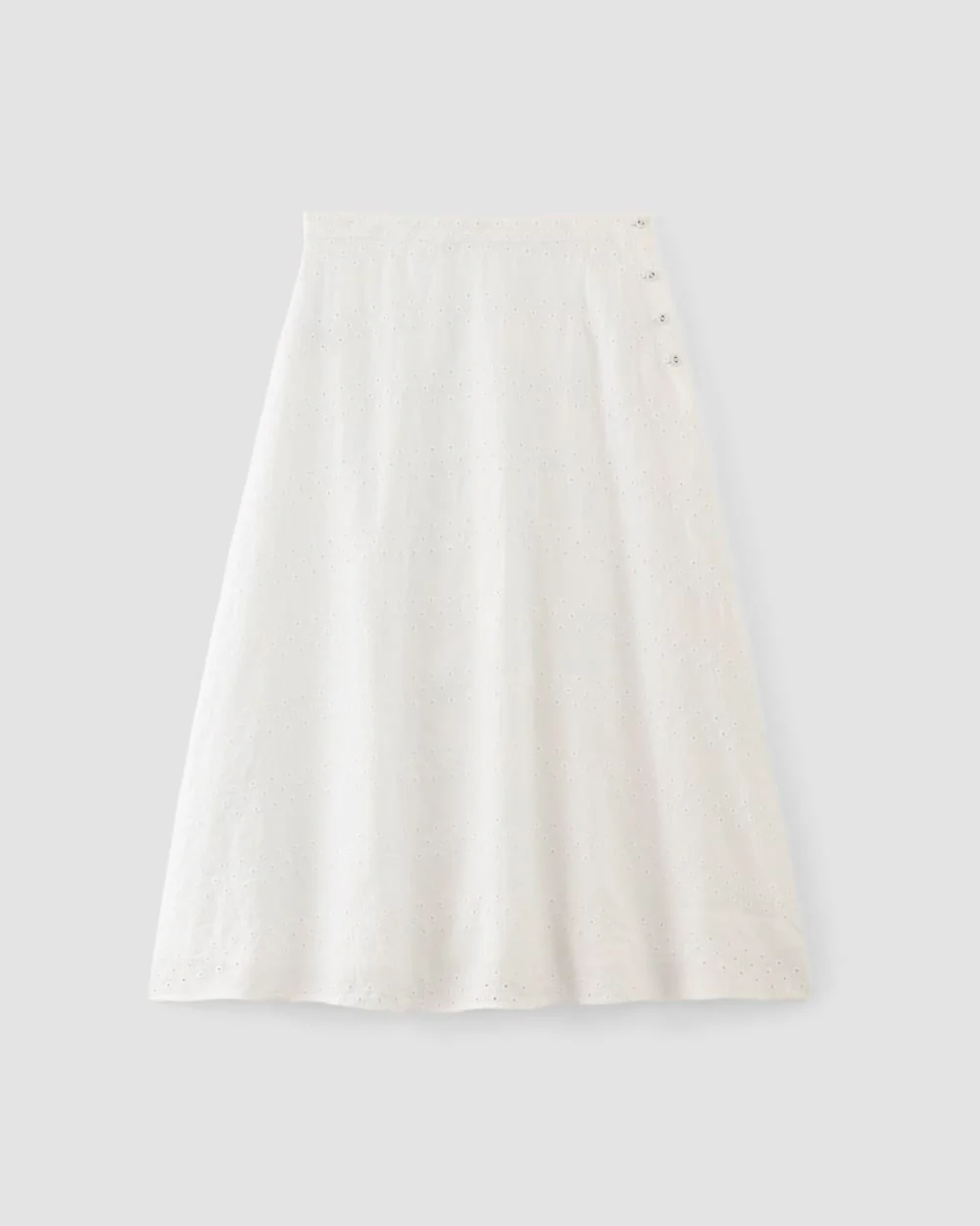 The Linen Eyelet Midi Skirt | White Eyelet - Image 2