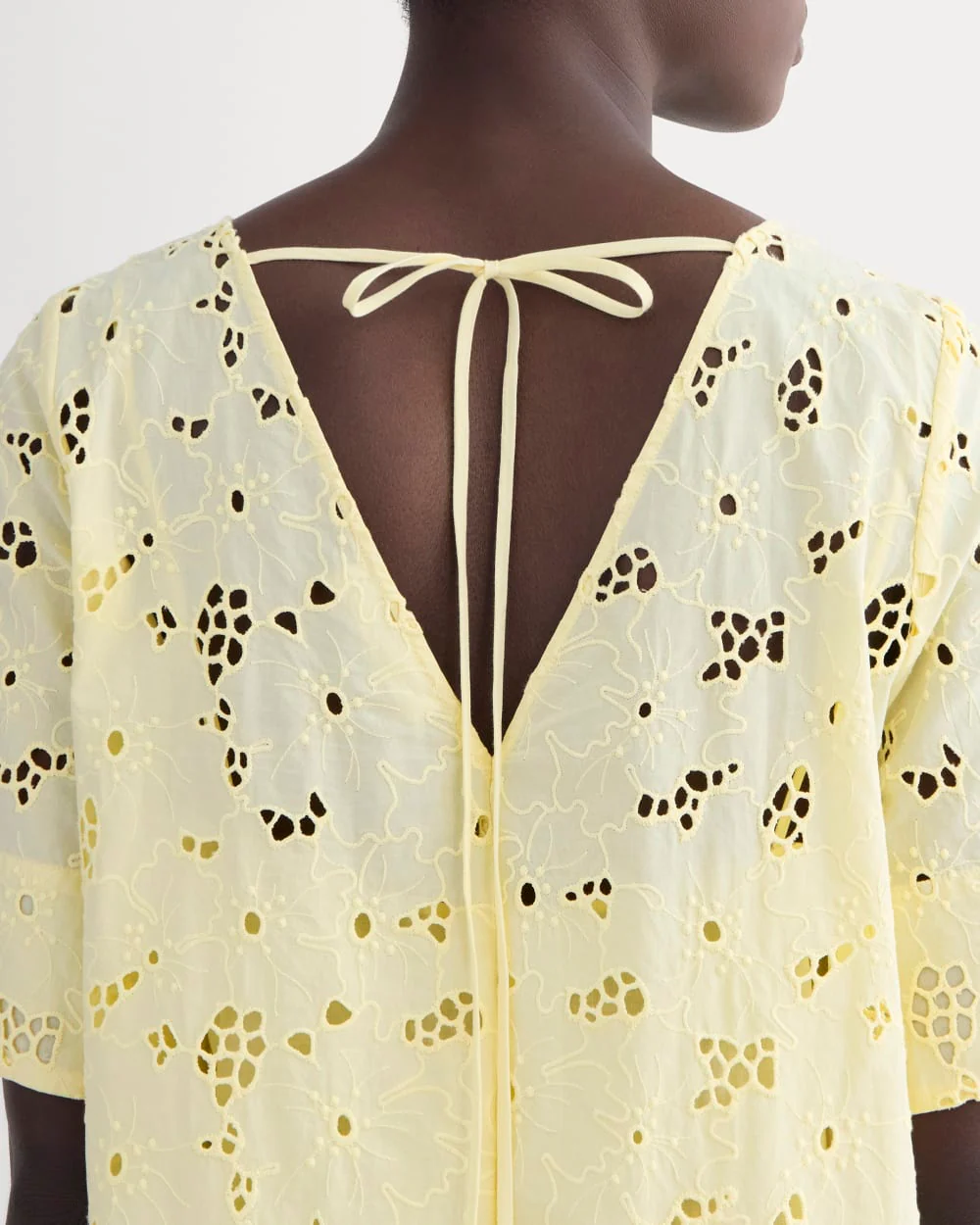 The Eyelet Mini Shift Dress | Light Yellow - Image 5