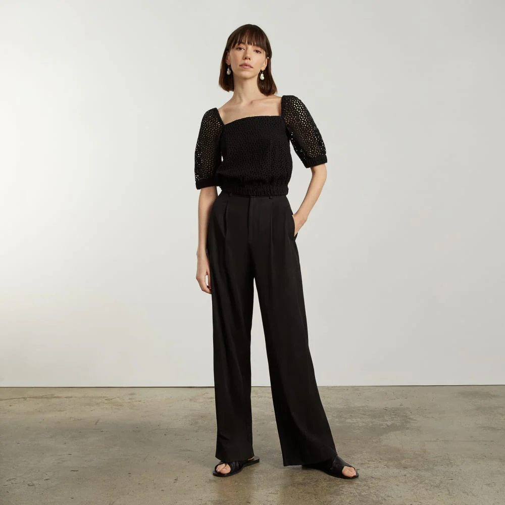 The Eyelet Puff Sleeve Top | Black - Image 7