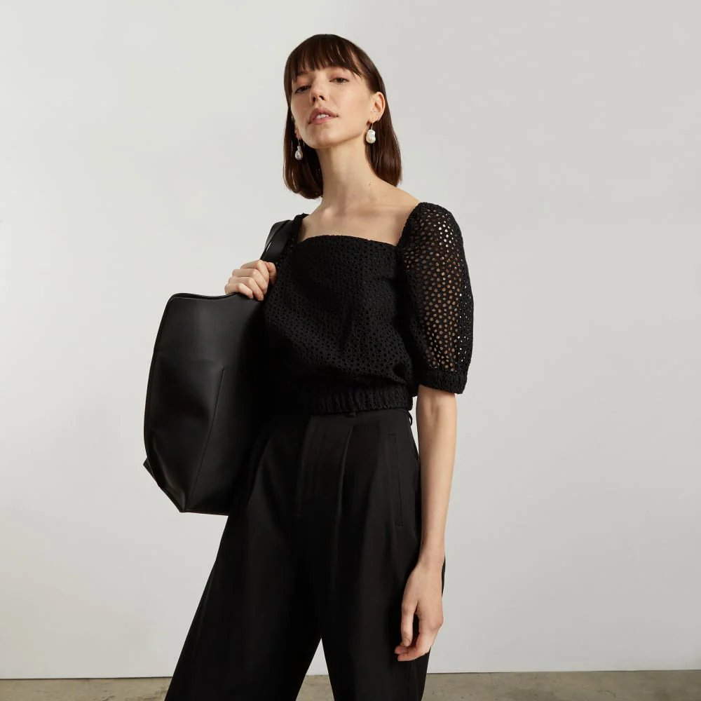 The Eyelet Puff Sleeve Top | Black - Image 8