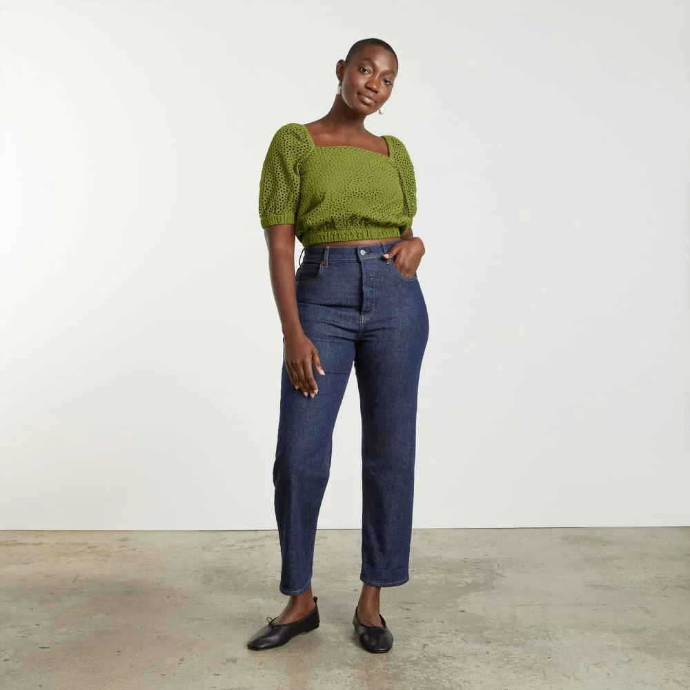 The Eyelet Puff Sleeve Top | Moss - Image 7