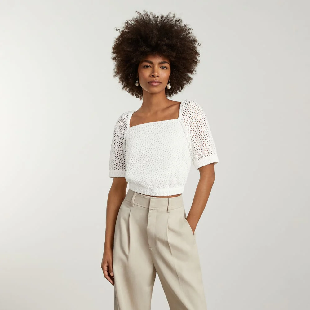 The Eyelet Puff Sleeve Top | White - Image 2