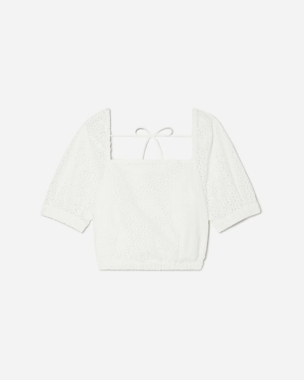 The Eyelet Puff Sleeve Top | White - Image 5