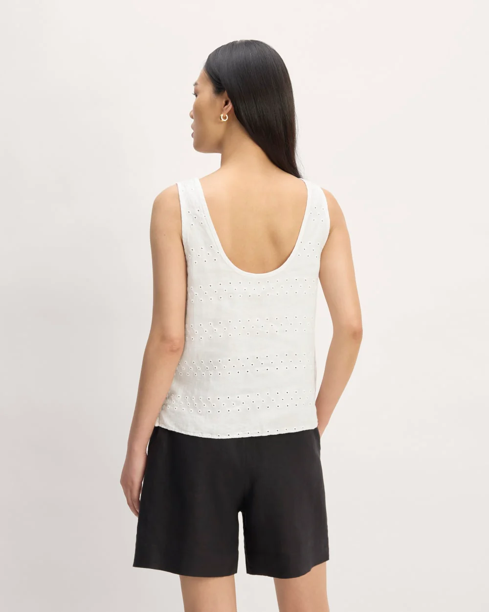 The Linen Eyelet Scoop-Neck Tank | White Eyelet - Image 6