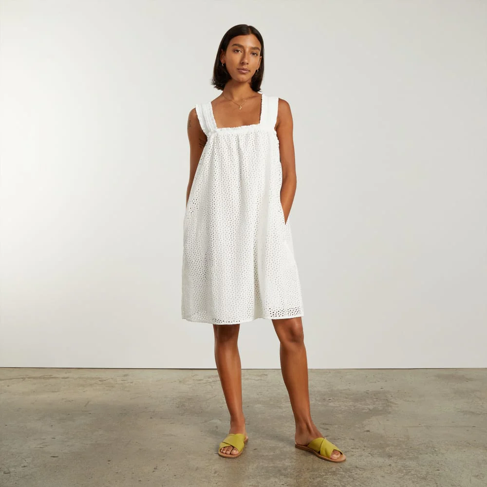 The Eyelet Smock Dress | White - Image 2