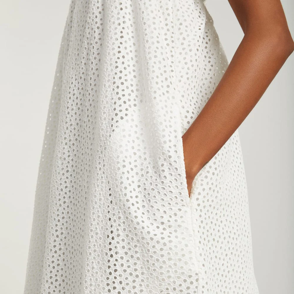 The Eyelet Smock Dress | White - Image 5