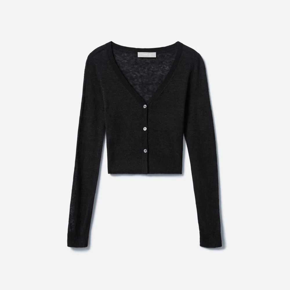 The Featherweight Alpaca Cardigan | Heathered Black - Image 2
