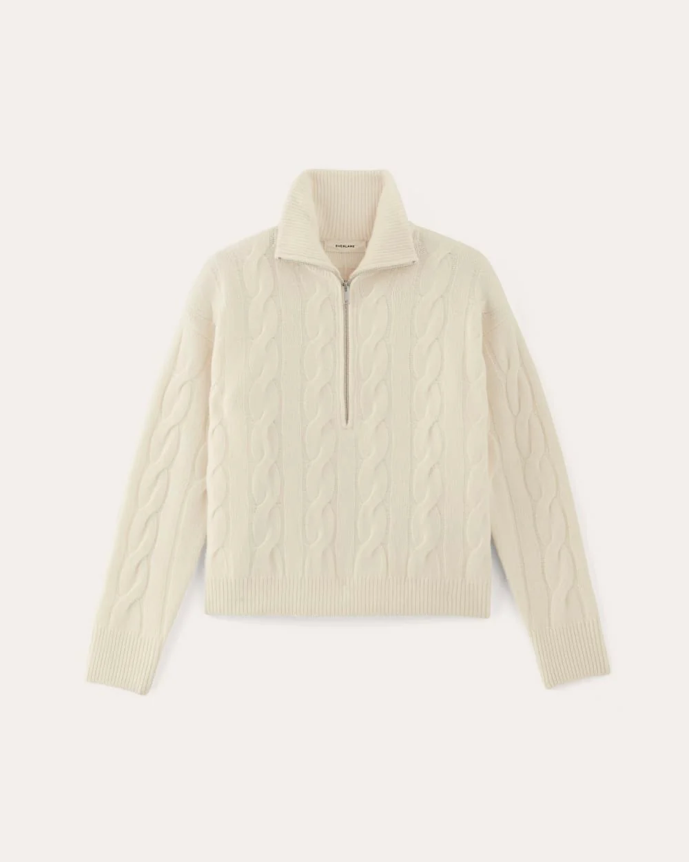 The Cable Half-Zip in Luxe Merino | Bone - Image 2