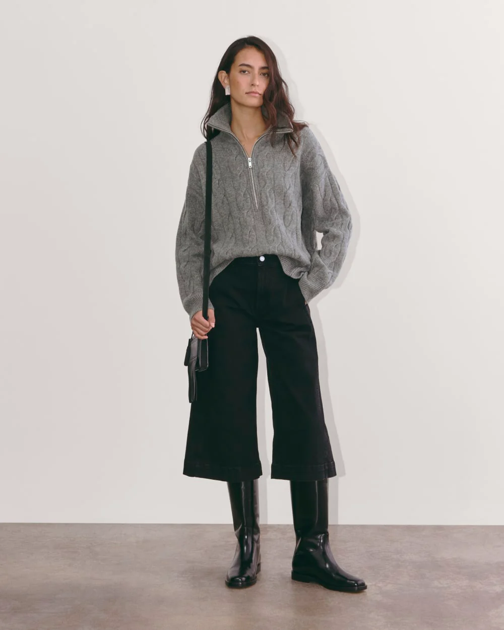 The Cable Half-Zip in Luxe Merino | Heathered Mid-Grey - Image 5