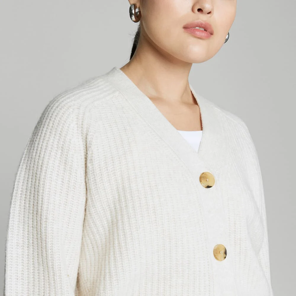 The Felted Merino Cardigan | Heathered Oat - Image 4