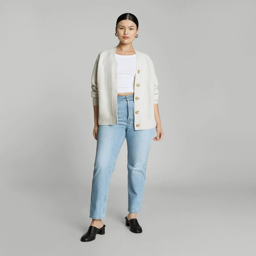 The Felted Merino Cardigan | Heathered Oat - Image 6