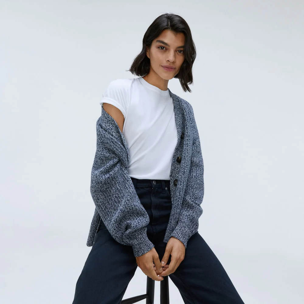 The Felted Merino Cardigan | Dark Mallard / Oat Twist - Image 5