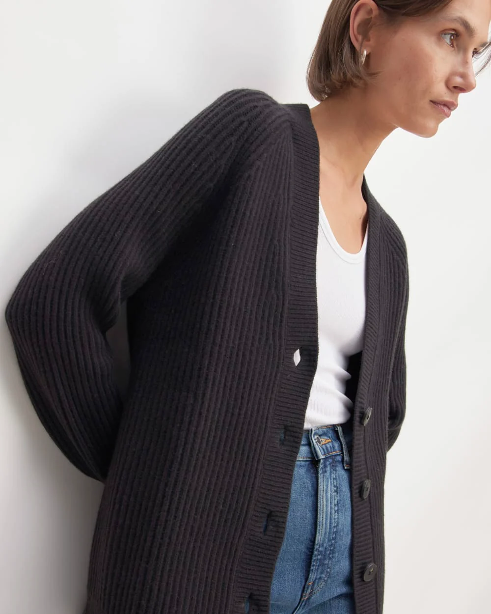 The Felted Merino Cocoon Cardigan | Black - Image 4