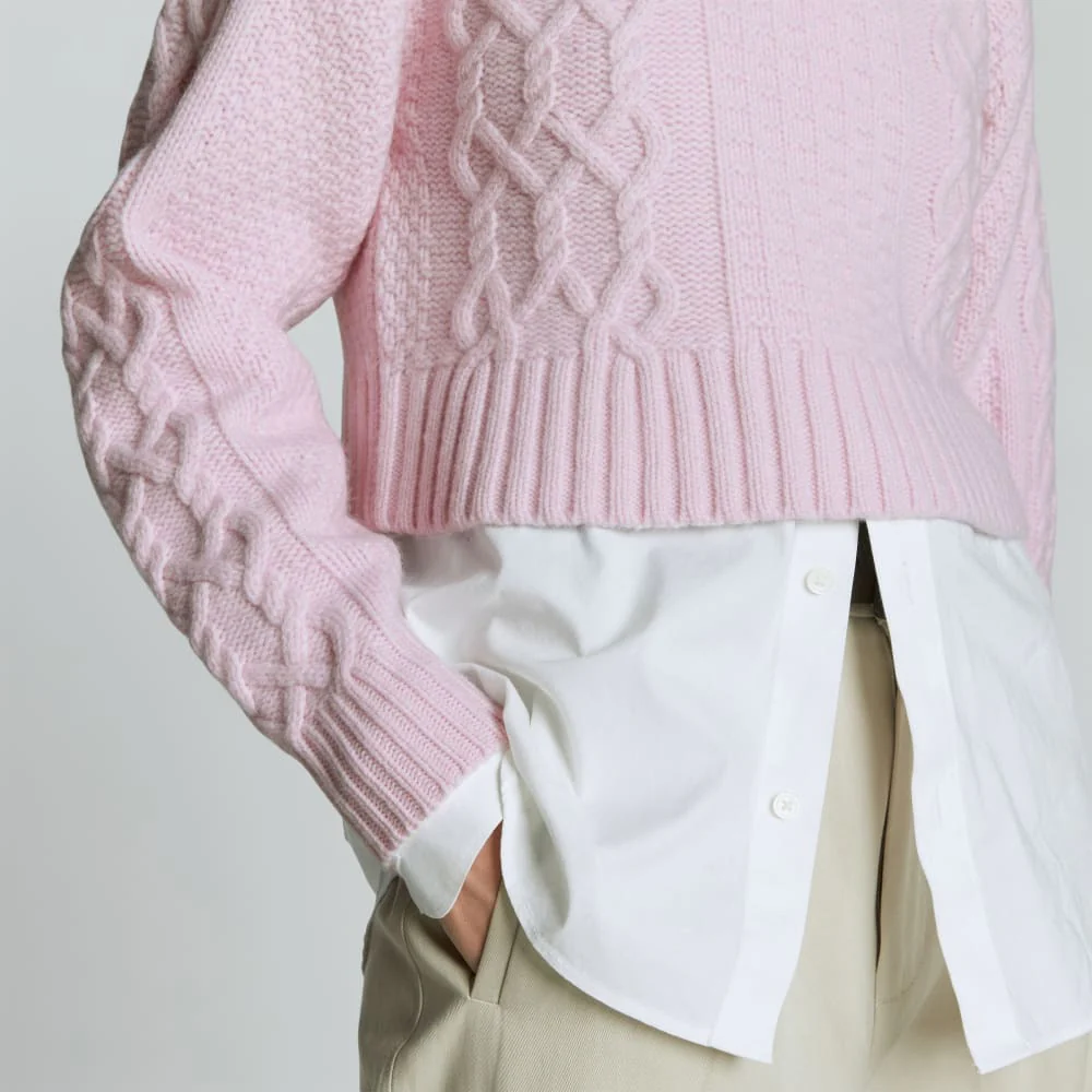 The Felted Merino Cropped Cable Sweater | Light Lilac - Image 5
