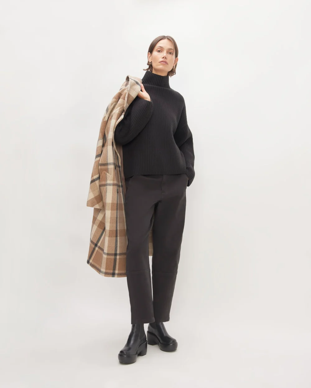 The Felted Merino Funnel-Neck Pullover | Black - Image 2