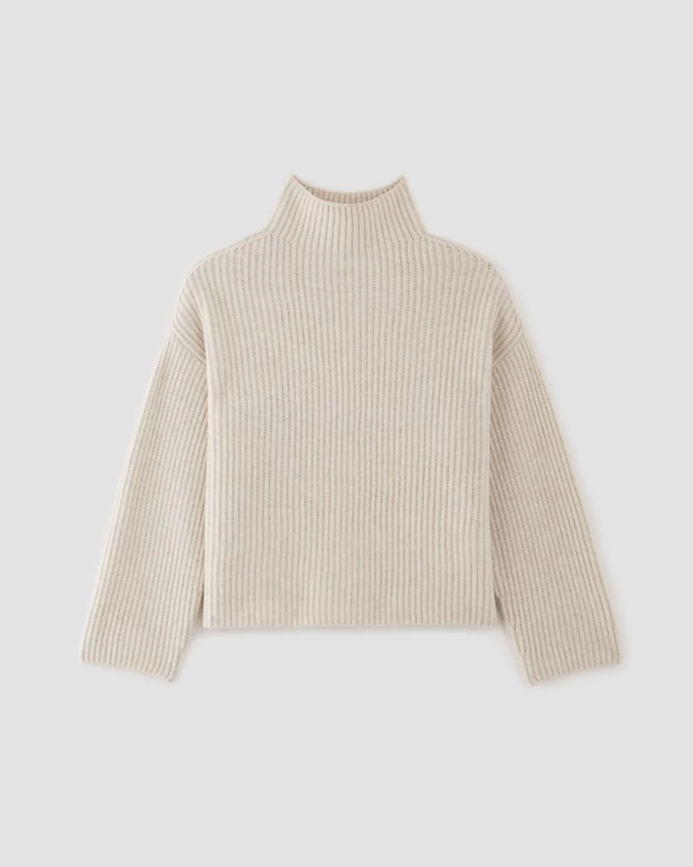 The Felted Merino Funnel-Neck Pullover | Heathered Oat - Image 2