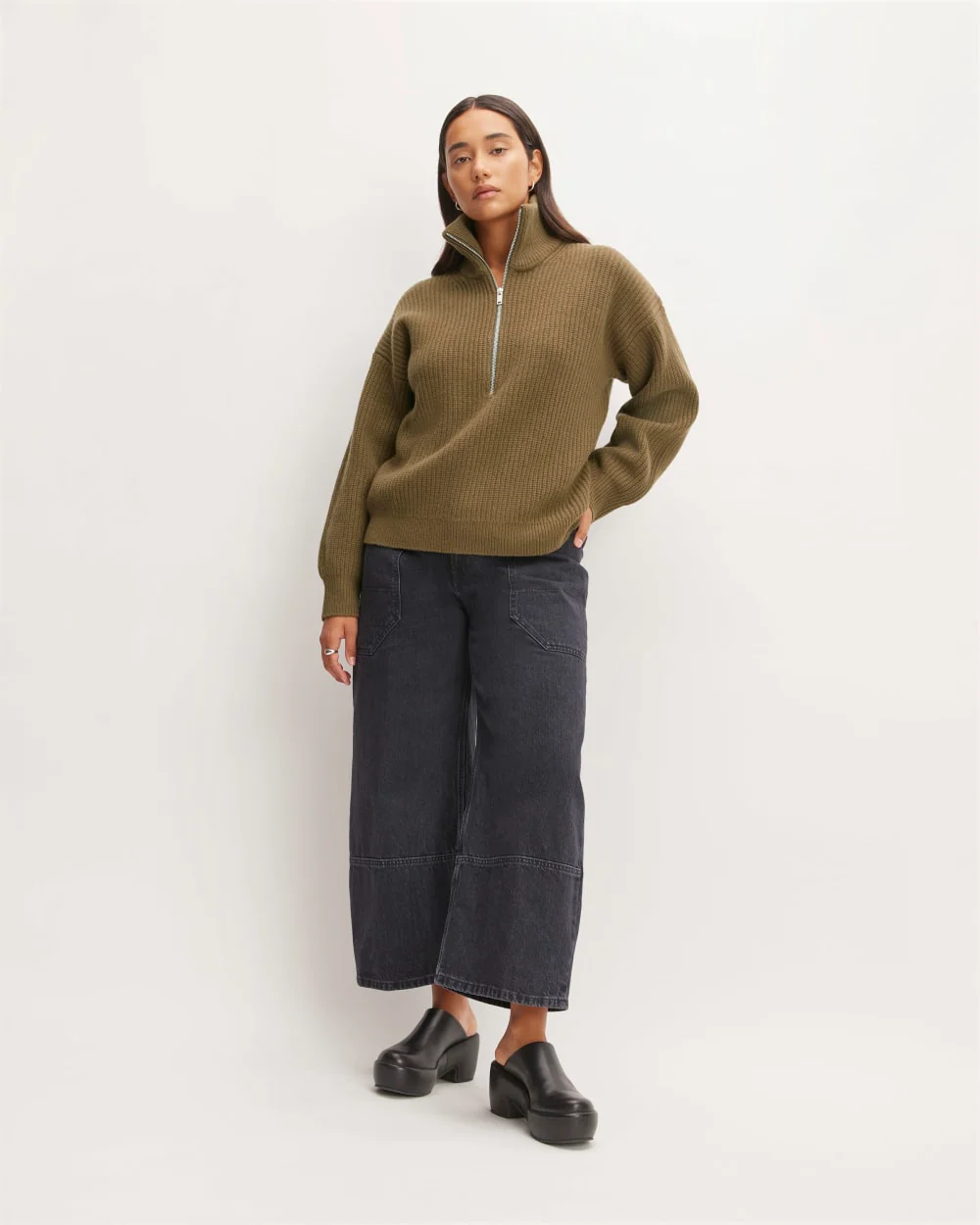 The Half-Zip Sweater in Luxe Merino | Beech - Image 3