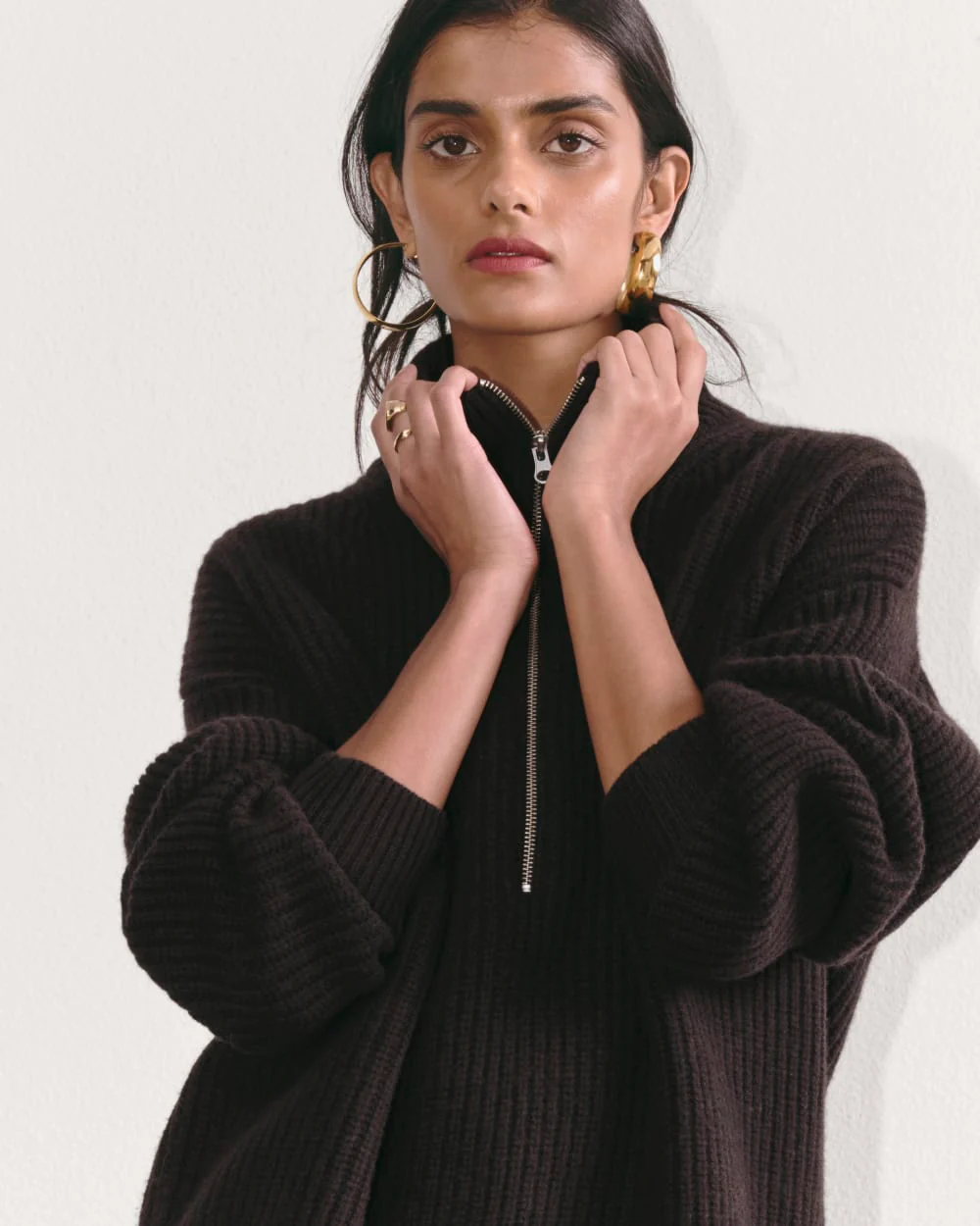 The Half-Zip Sweater in Luxe Merino | Black - Image 3