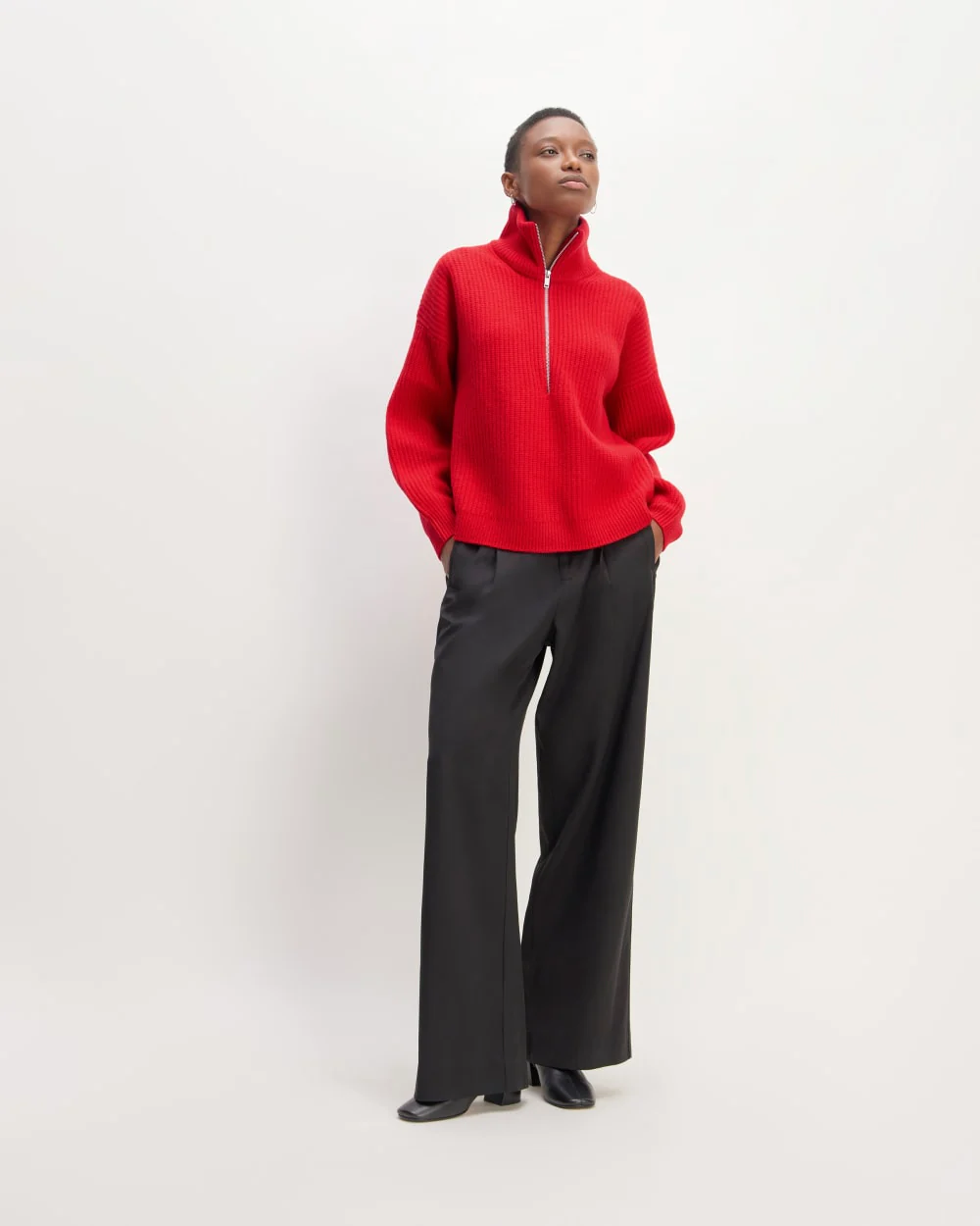 The Half-Zip Sweater in Luxe Merino | Classic Red - Image 3