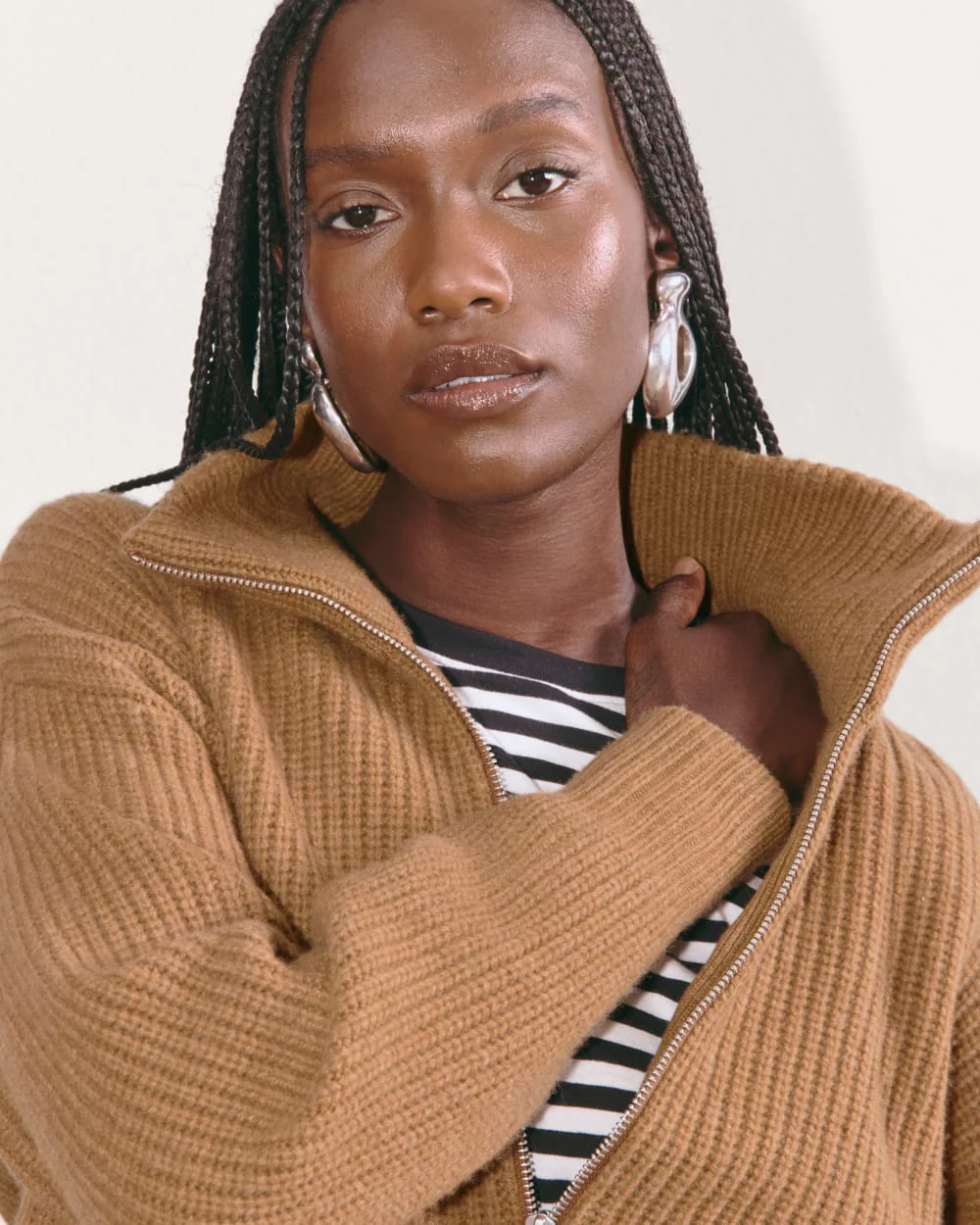 The Half-Zip Sweater in Luxe Merino | Deep Camel - Image 4