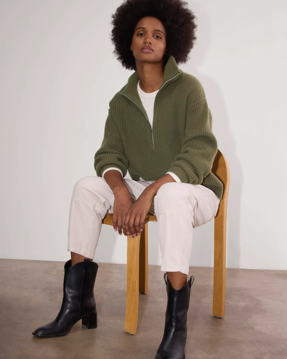 The Half-Zip Sweater in Luxe Merino | Kalamata - Image 4