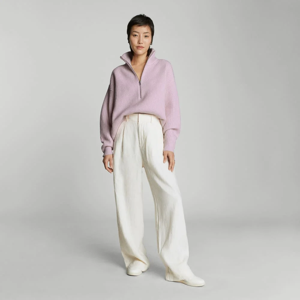 The Half-Zip Sweater in Luxe Merino | Light Lilac - Image 7
