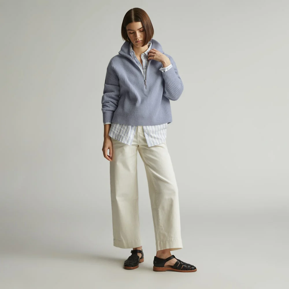 The Half-Zip Sweater in Luxe Merino | Periwinkle / Light Heather Oat - Image 5