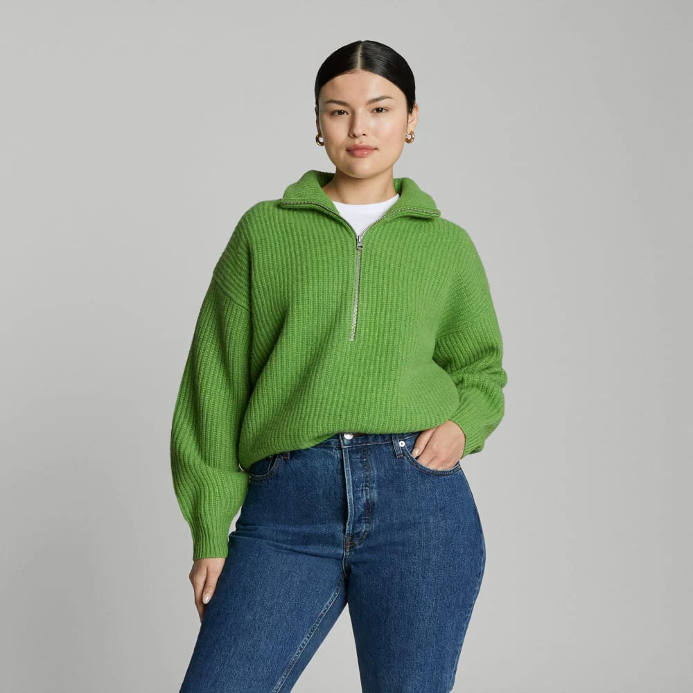 The Half-Zip Sweater in Luxe Merino | Salted Lime