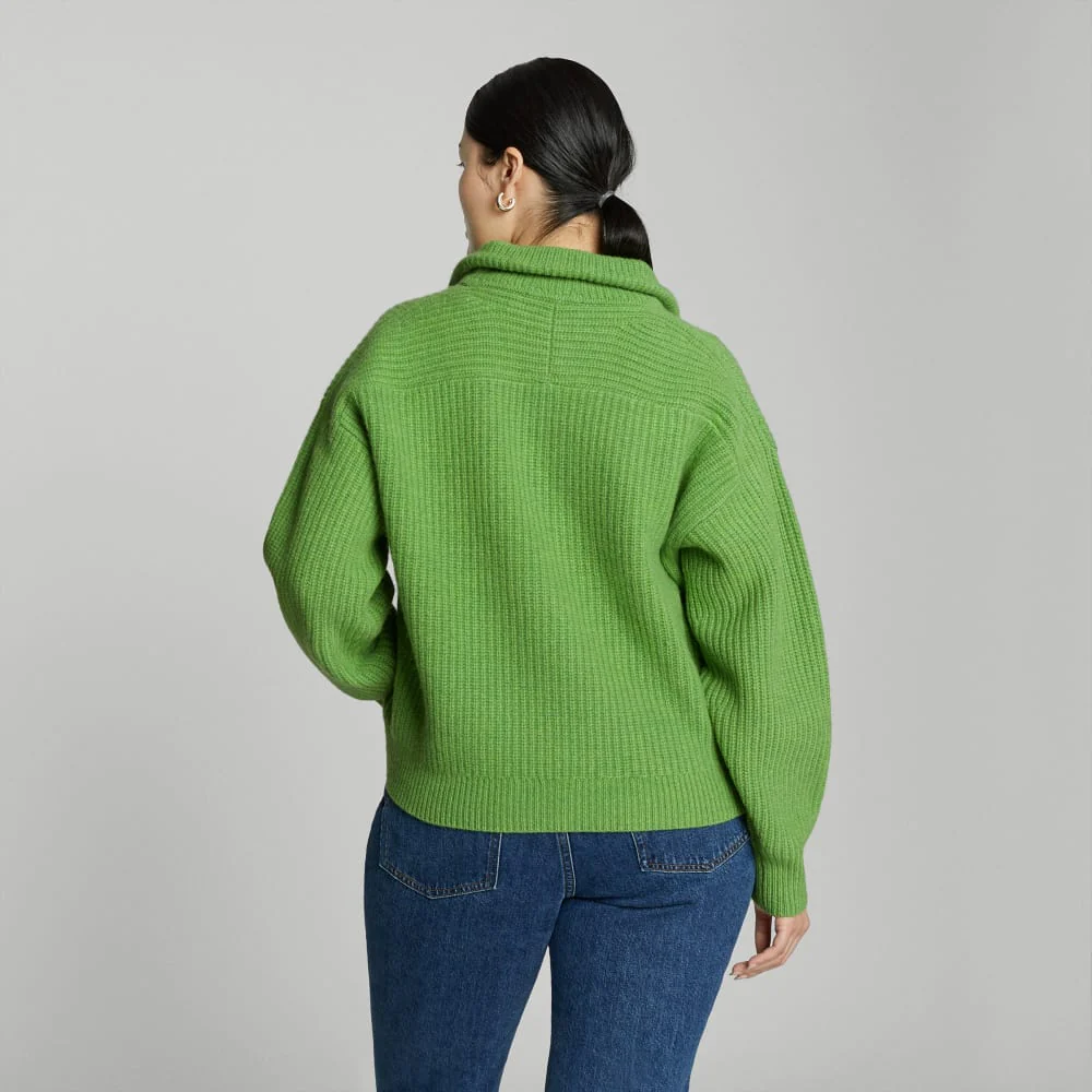 The Half-Zip Sweater in Luxe Merino | Salted Lime - Image 3