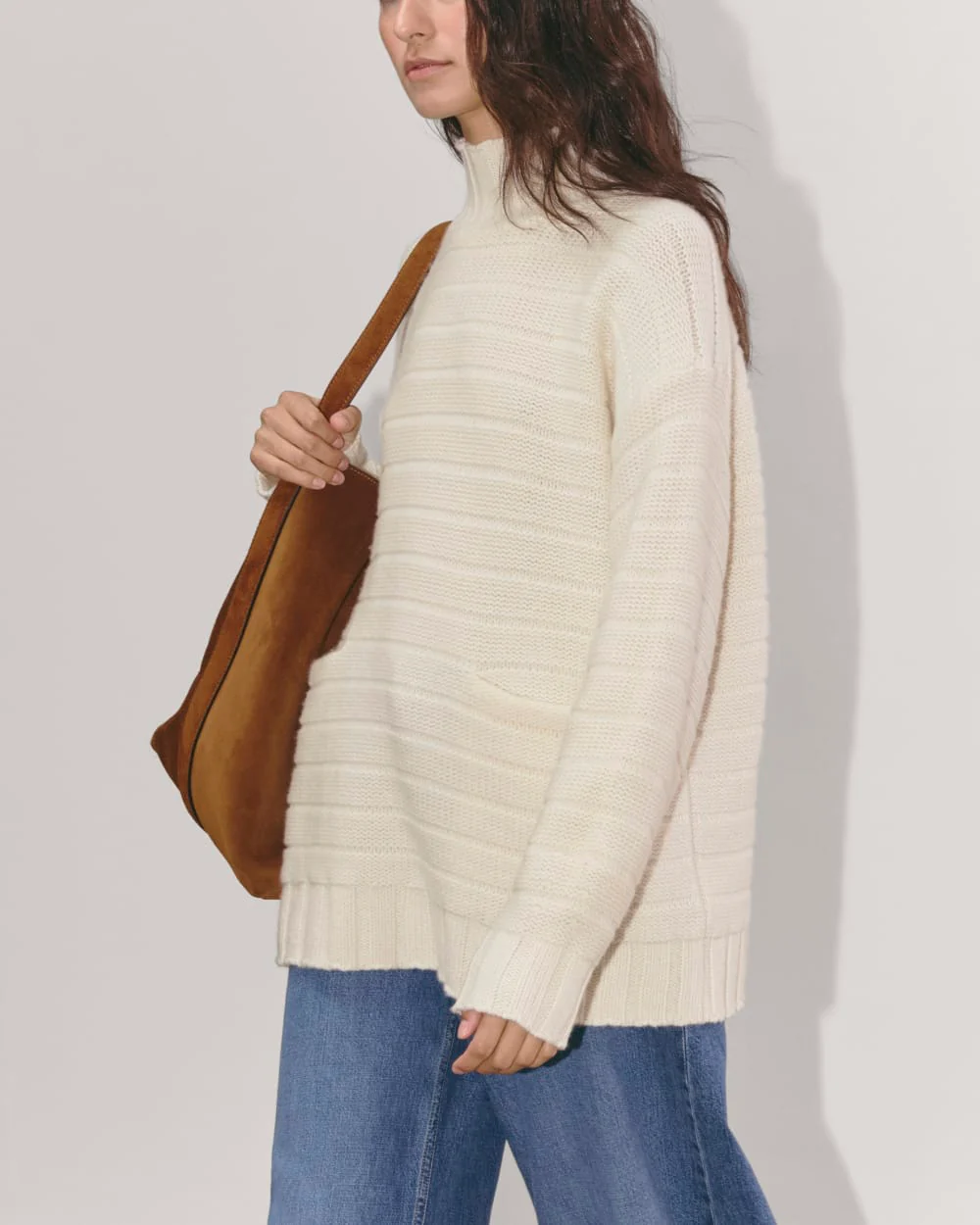 The Oversized Turtleneck in Luxe Merino | Bone - Image 3