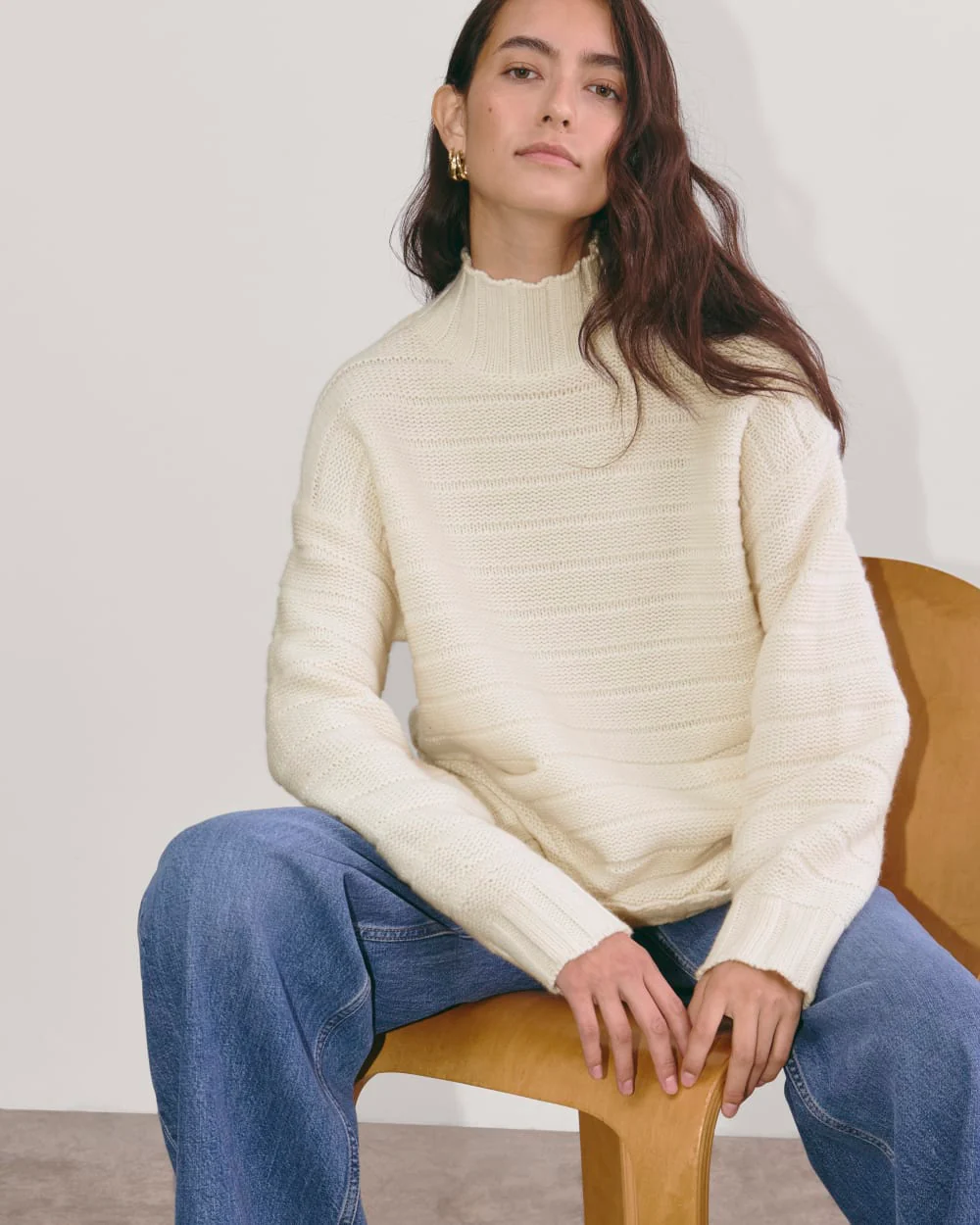 The Oversized Turtleneck in Luxe Merino | Bone - Image 5