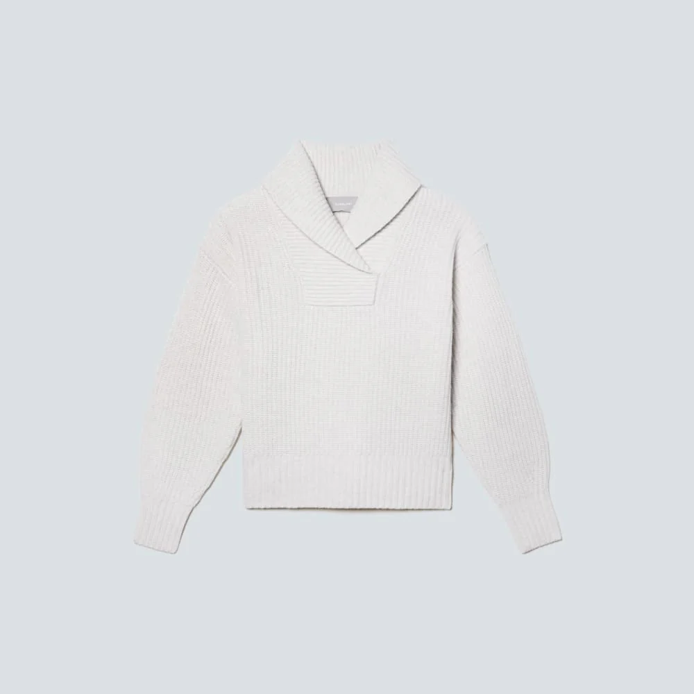 The Felted Merino Shawl Collar Sweater | Heathered Oat - Image 2