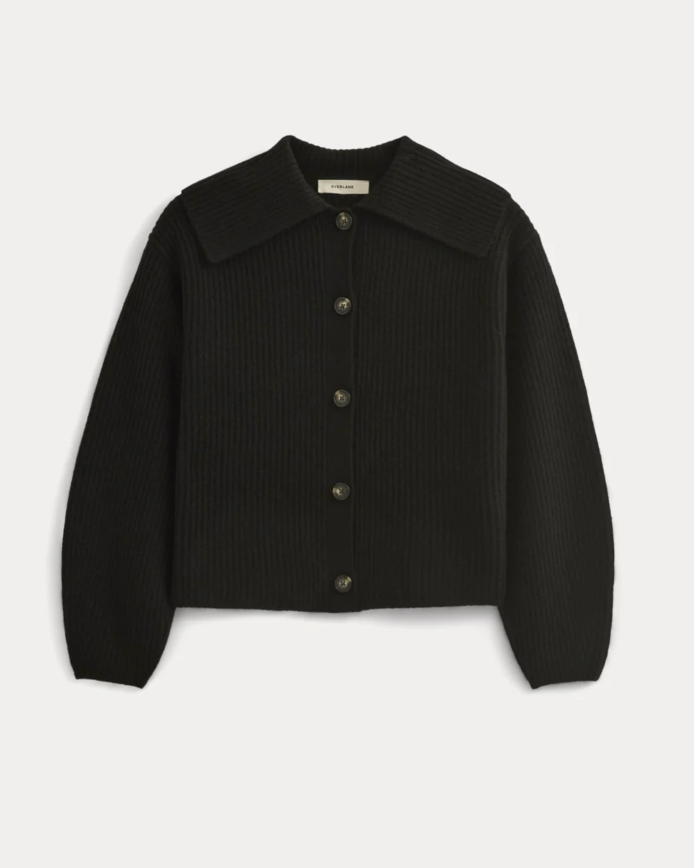 Fisherman Cardigan in Wool Cashmere | Black - Image 2