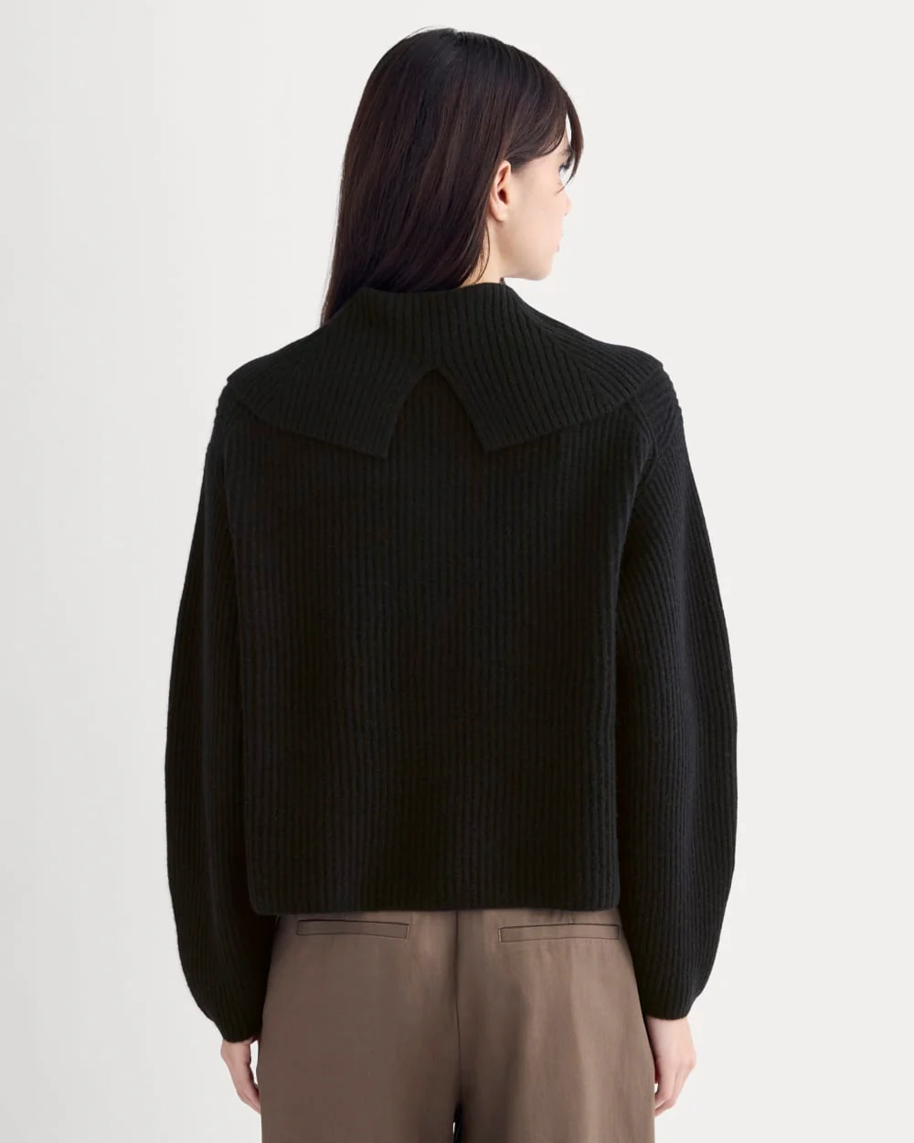 Fisherman Cardigan in Wool Cashmere | Black - Image 5