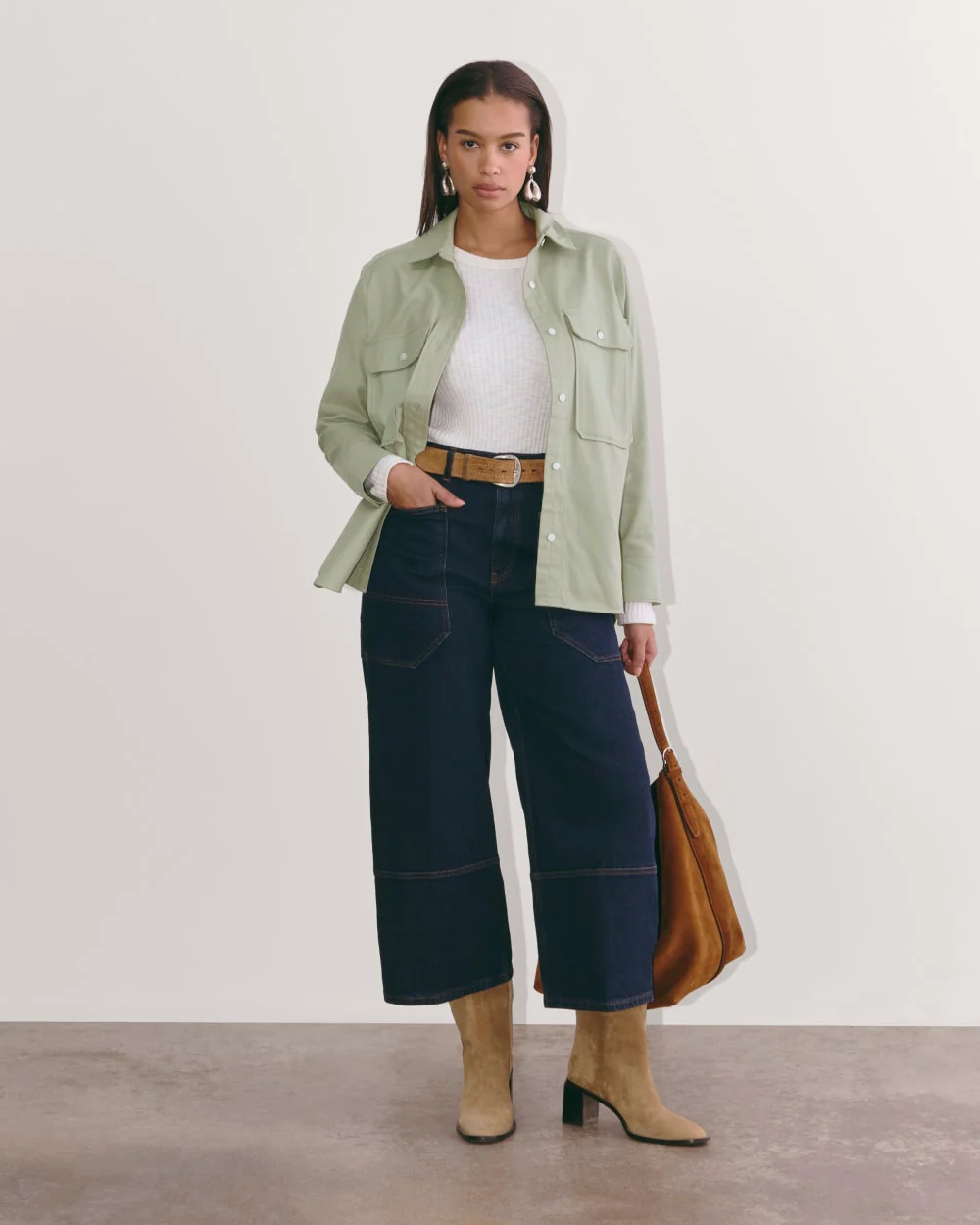 The Boyfriend Shirt in Flannel | Seagrass - Image 3