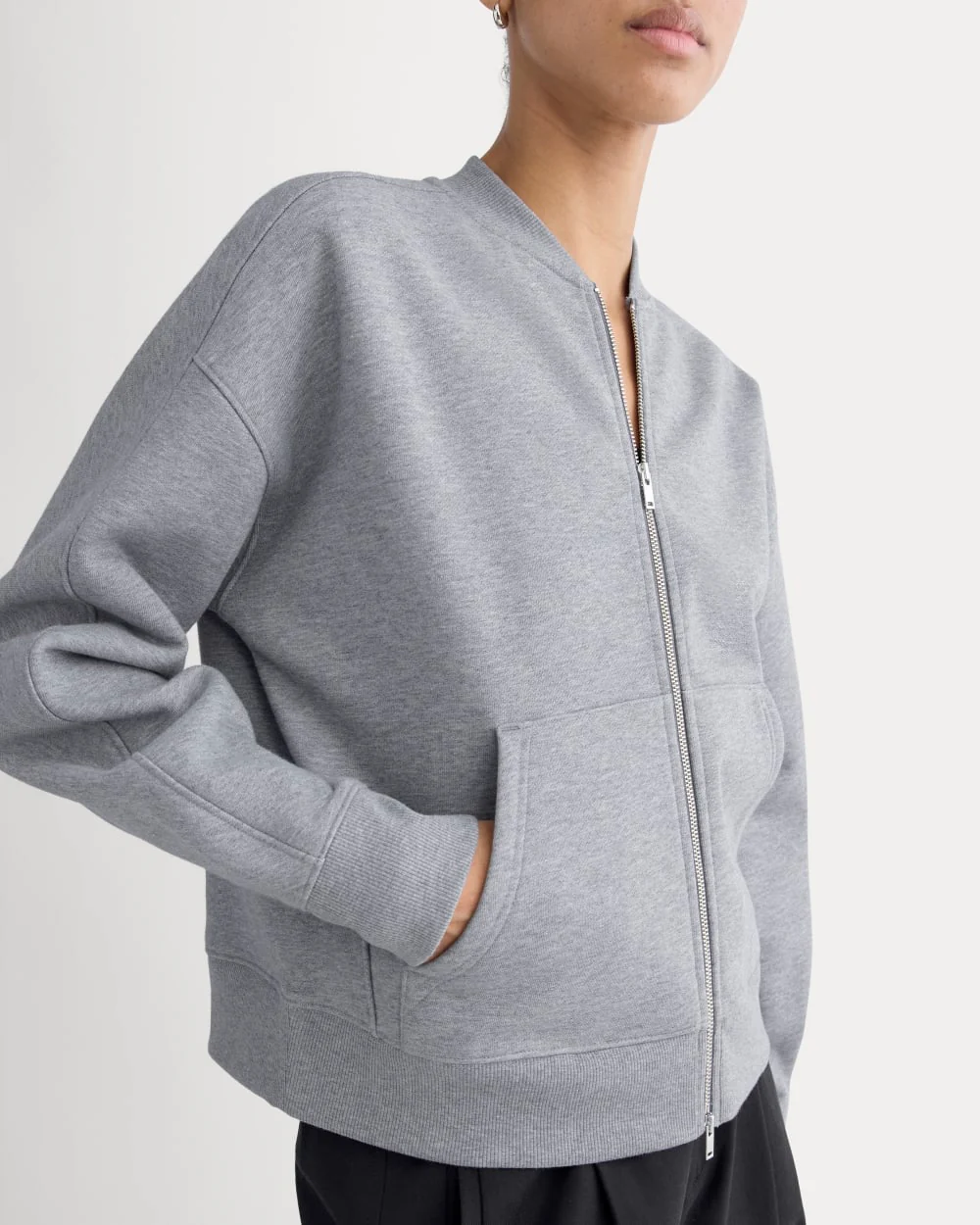Luxe Fleece Bomber Jacket | Vintage Heather Grey - Image 4