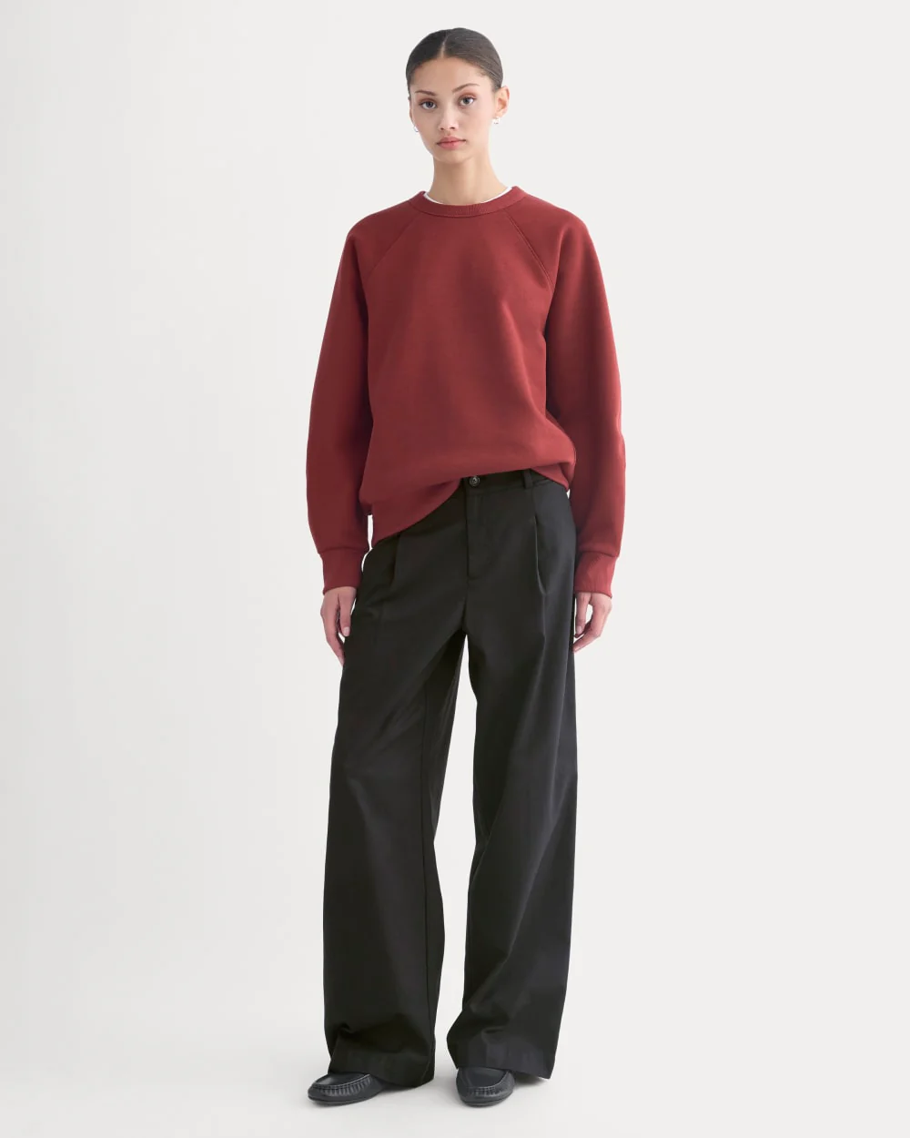 Luxe Fleece Raglan Crewneck | Merlot - Image 3