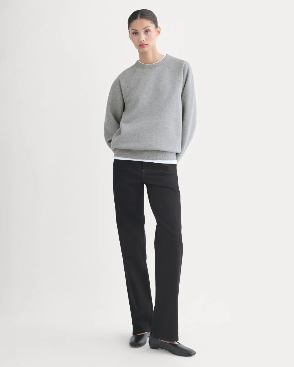Luxe Fleece Raglan Crewneck | Vintage Heather Grey - Image 3