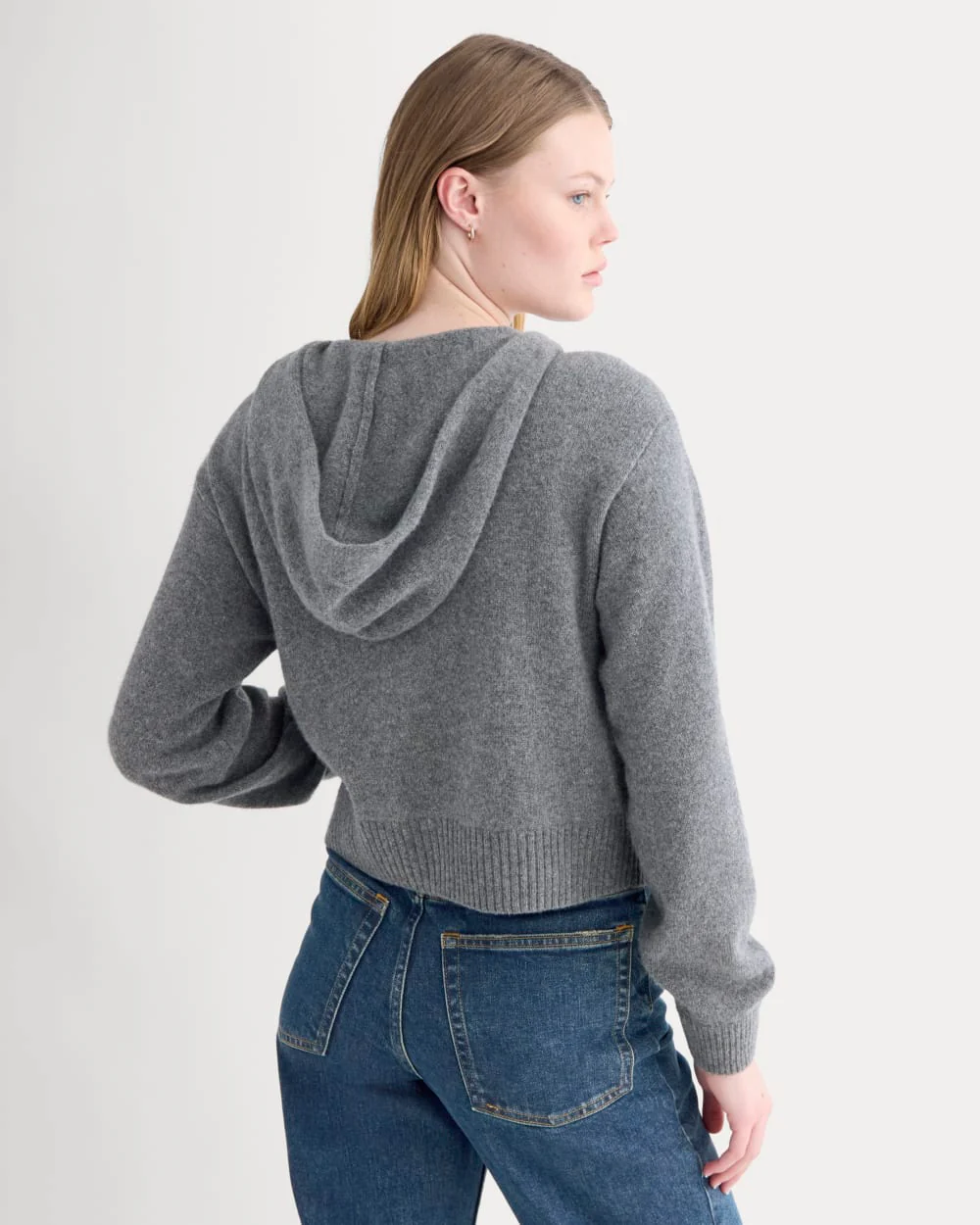 Full-Zip Hoodie in Wool Cashmere | Heather Charcoal - Image 5