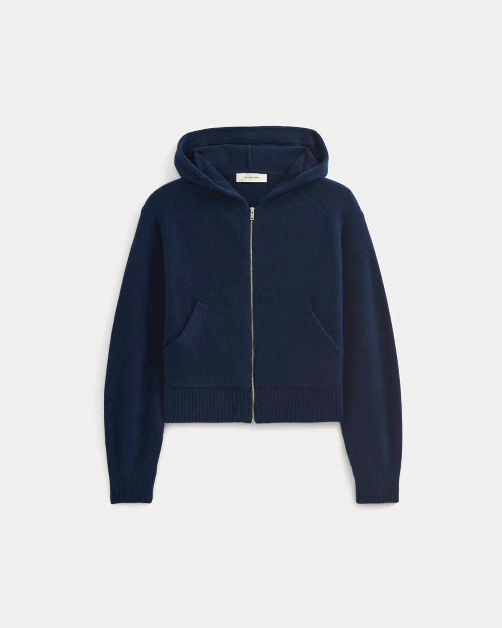 Full-Zip Hoodie in Wool Cashmere | Navy - Image 2