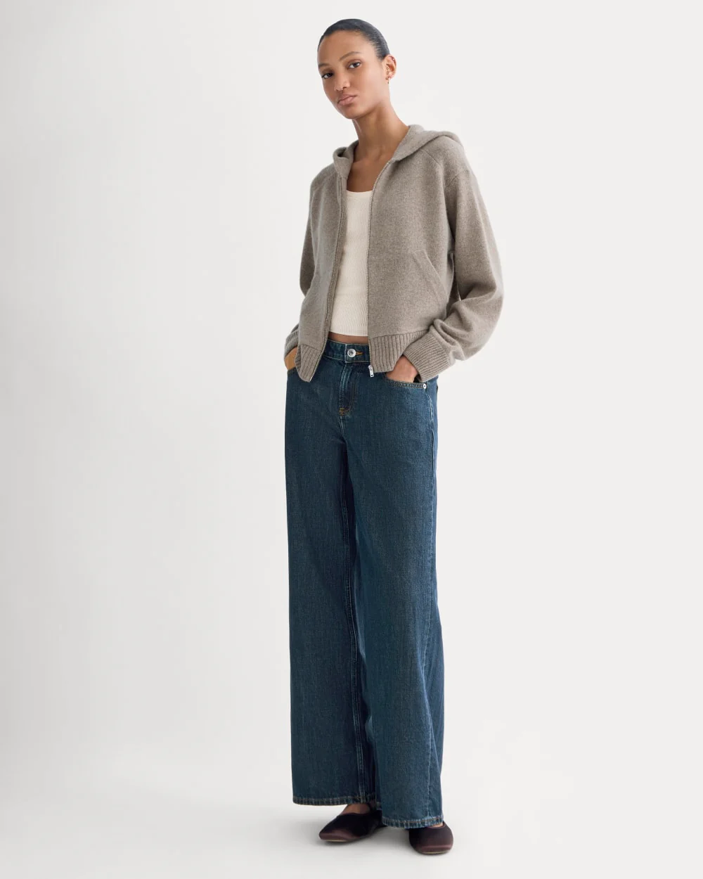 Full-Zip Hoodie in Wool Cashmere | Oatmeal - Image 5