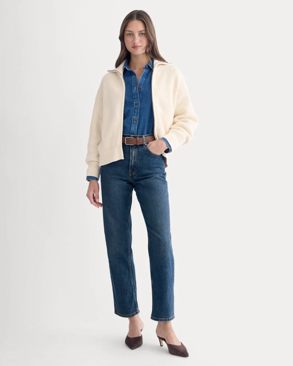 The Full-Zip Sweater in Everyday Cotton | Canvas - Image 3