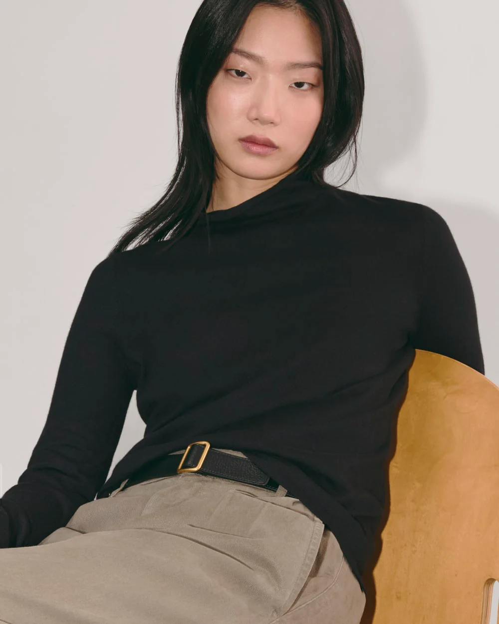 The Funnel Neck in Cotton Cashmere | Black - Image 3